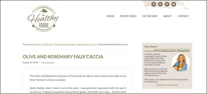 Website screenshot from The Healthy Foodie