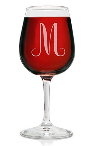 On The Rox Drinks Glass | Food For Net Red wine in a glass with an engraved 'M'