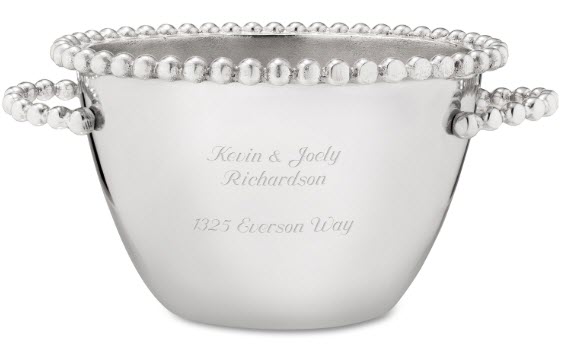Oval Beaded Ice Bucket | Food For Net An ice bucket with beads along the edge and handles