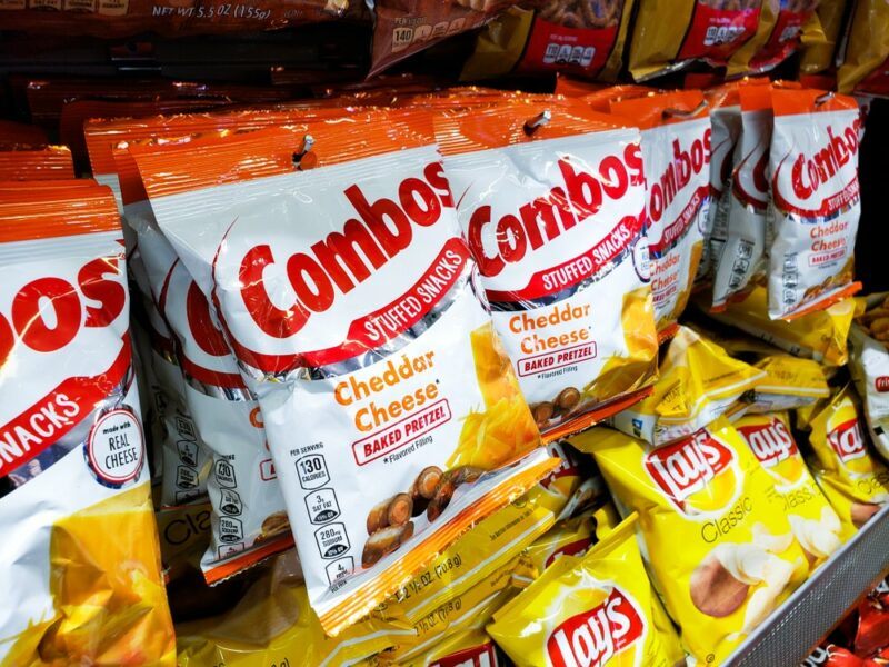 Bags of combos on a shelf in the store