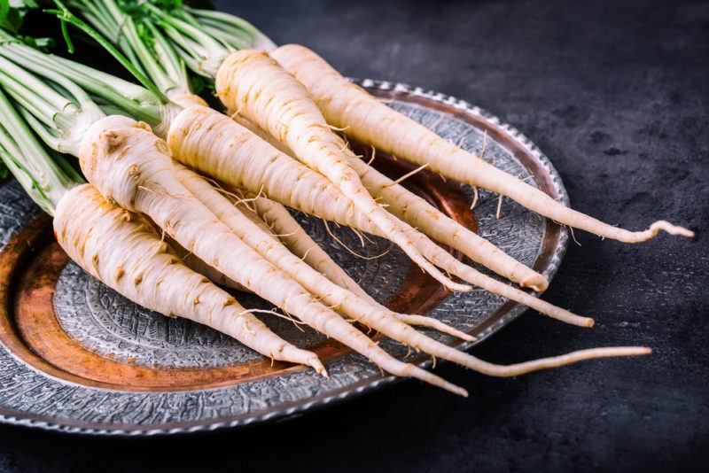 A plate with fresh parsnips