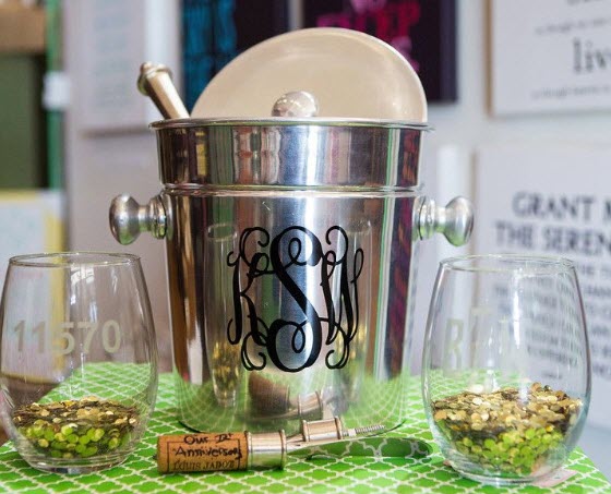 Personalized Ice Bucket With Lid | Food For Net A metal ice bucket with 2 glasses