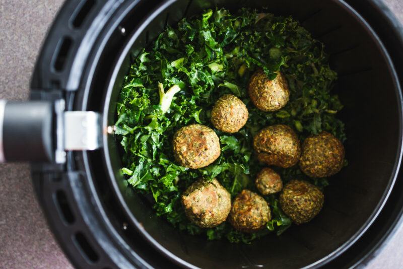 Plant-Based Food, Falafels And Kale Chips In Air Fryer | Food For Net Plant-Based Food, Falafels And Kale Chips In Air Fryer
