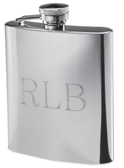 Polished Stainless Steel Flask | Food For Net Stainless steel flask with the letters RLB engraved