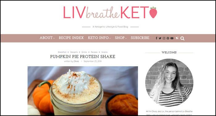 Website screenshot from Liv Breathe Keto