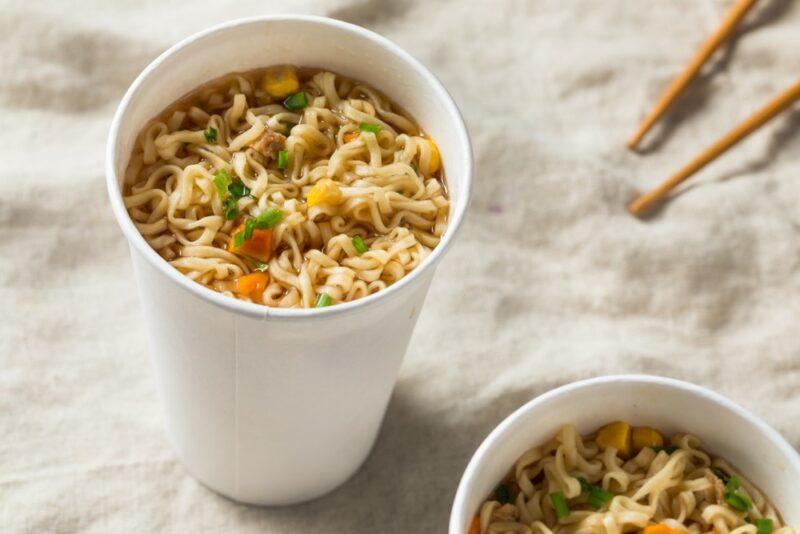 Ramen noodles in polystyrene cups