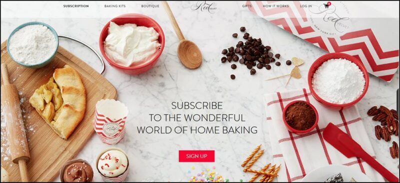 A website screenshot from Red Velvet showing a selection of baking products