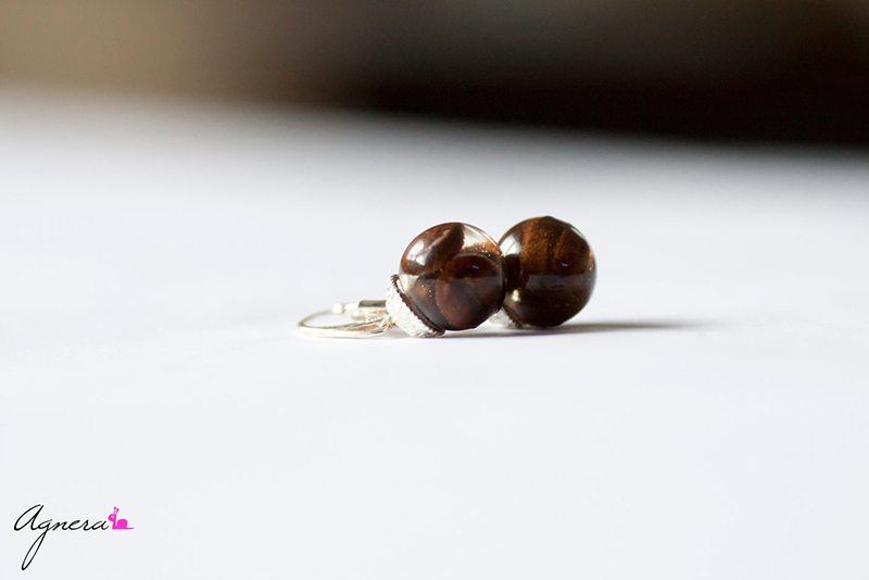 Resin Coffee Bean Silver Earrings | Food For Net Resin Coffee Bean Silver Earrings