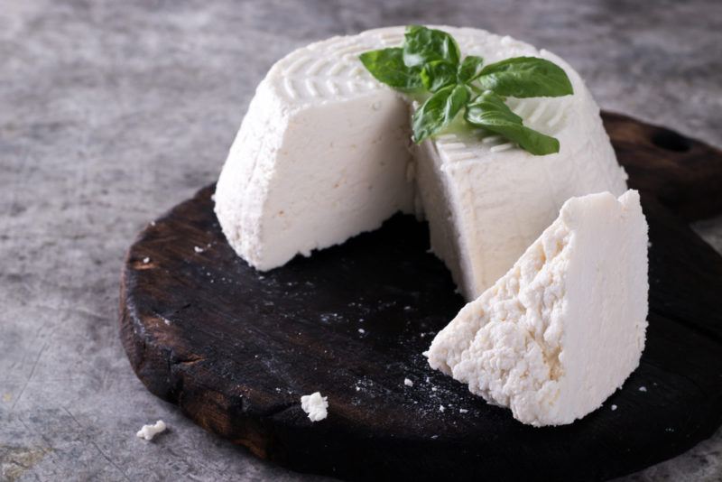 Ricotta cheese on a black board