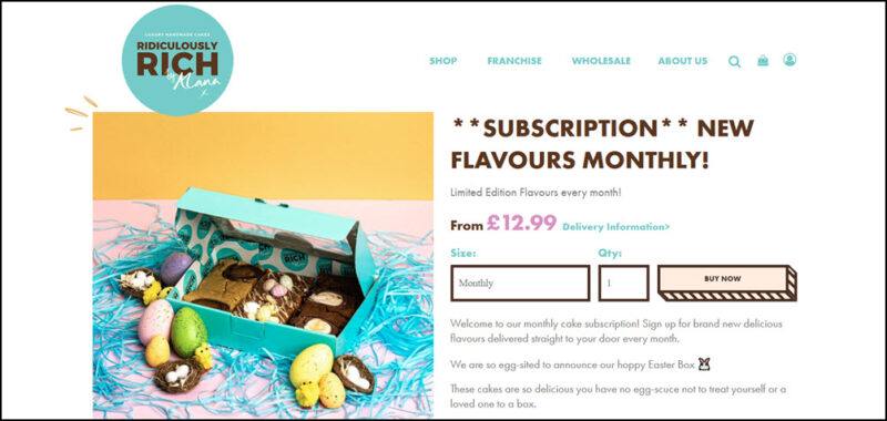 A website screenshot from Ridiculously Rich By Alana showing a light blue box with small servings of different treats