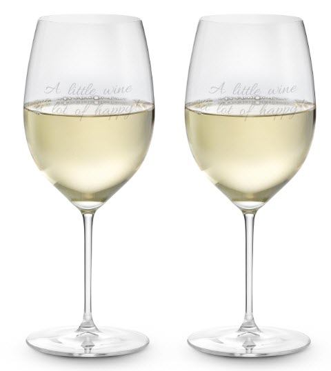 Riedel Veritas Chardonnay Wine Glasses | Food For Net A set of two white wine glasses with a custom engraving