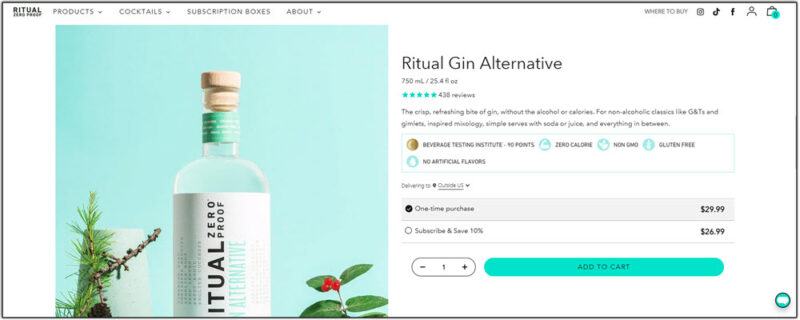 Ritual Gin Alternative by Ritual Zero Proof