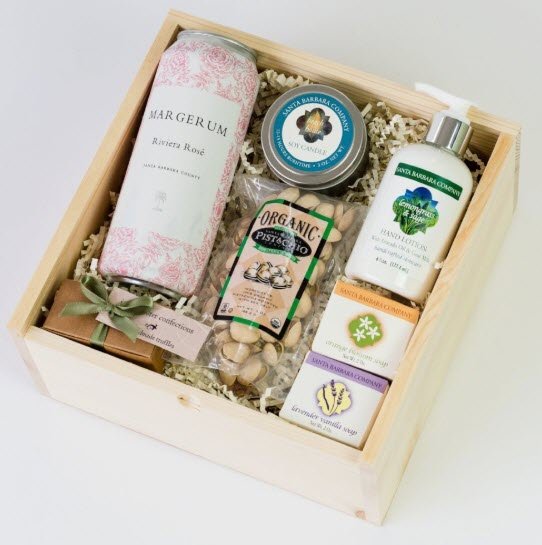 Riviera Rosé Gift Box | Food For Net Wooden box with various snacks