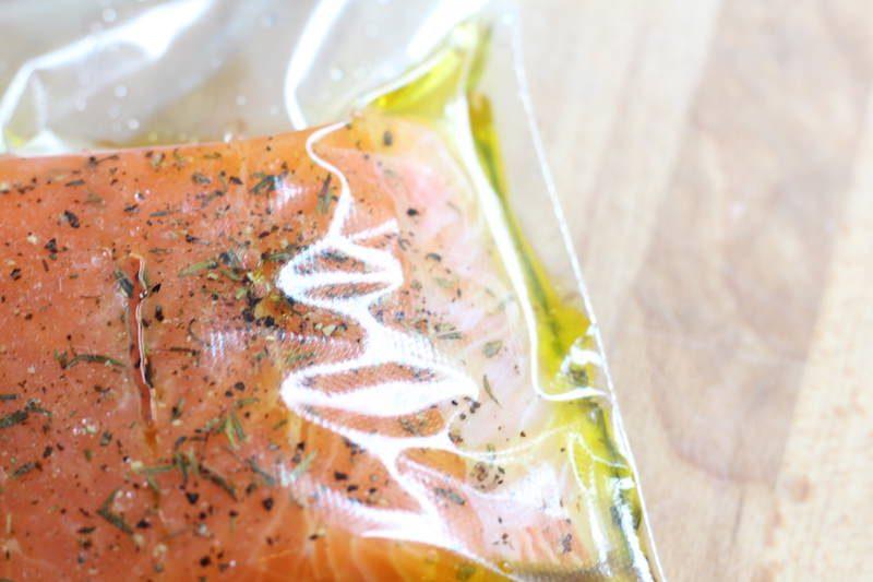 sous vide salmon in ziploc bag