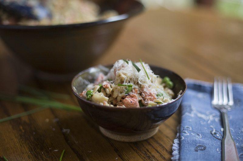 Creamy Corkscrew Pasta with Salmon and Peas