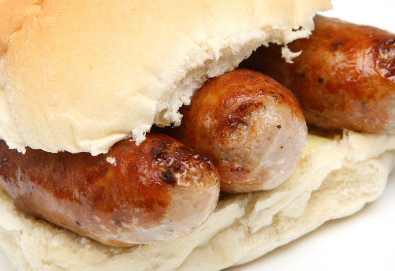 A bap containing various sausages