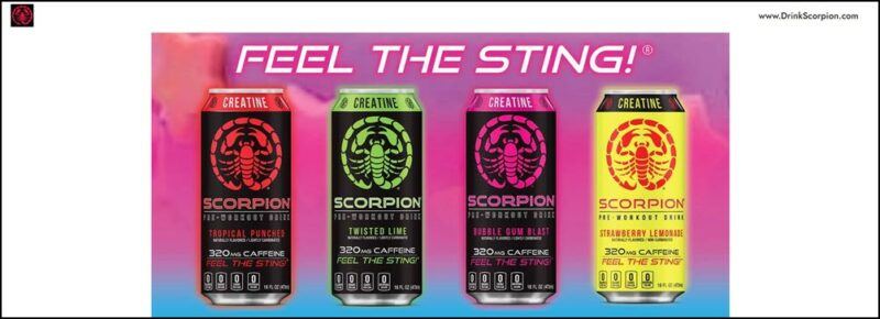 Four different flavors of Scorpion Energy Drink on the Scorpion website