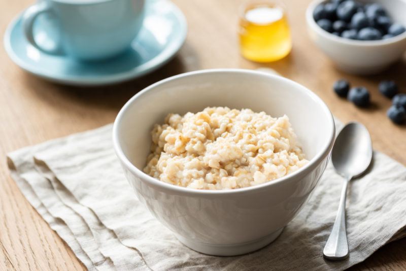 A white bowl of Scottish porridge