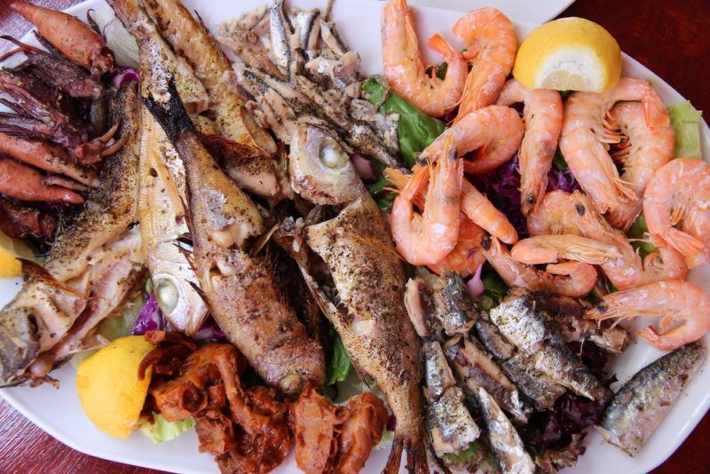 A selection of seafood from the Mediterranean