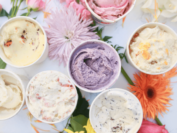 A selection of ice creams on a table