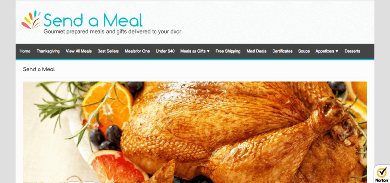 Send a Meal website screenshot showing a roast chicken