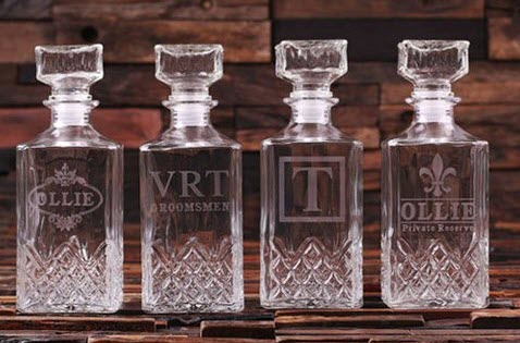 Set Of 4 Engraved Scotch Whisky Decanters | Food For Net 4 engraved decanters
