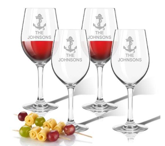 Set Of 4 Nautical Glasses | Food For Net Set of four nautical themed plastic glasses