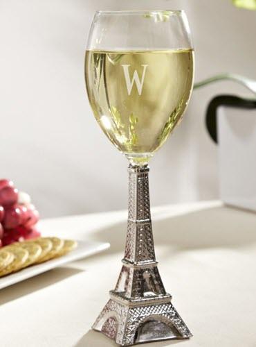 Silver Eiffel Tower Wine Glass | Food For Net A wine glass with an Eiffel Tower as a stem.