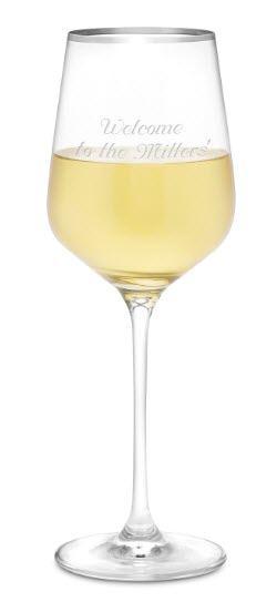 Silver Metallic Edge Wine Glass | Food For Net White wine glass with a silver rim
