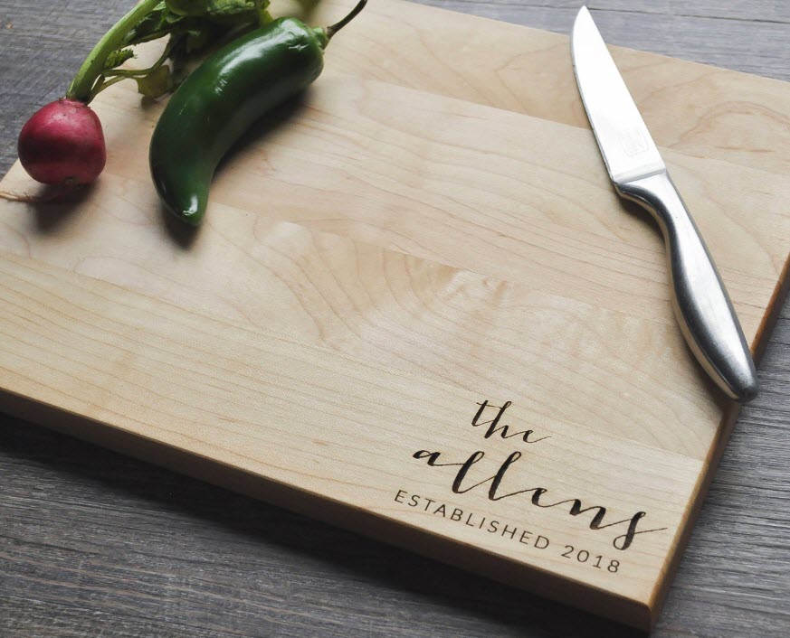 Simple-Personalized-Cutting-Board | Food For Net A basic cutting board with engraving in the bottom right corner.