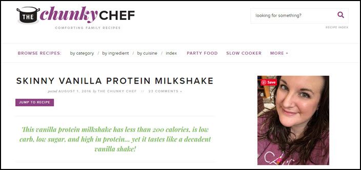 Website screenshot from Chunky Chef