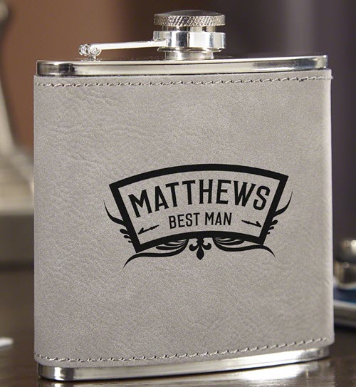 Slate-Gray-Hip-Flask | Food For Net Slate gray flask with best man engraving