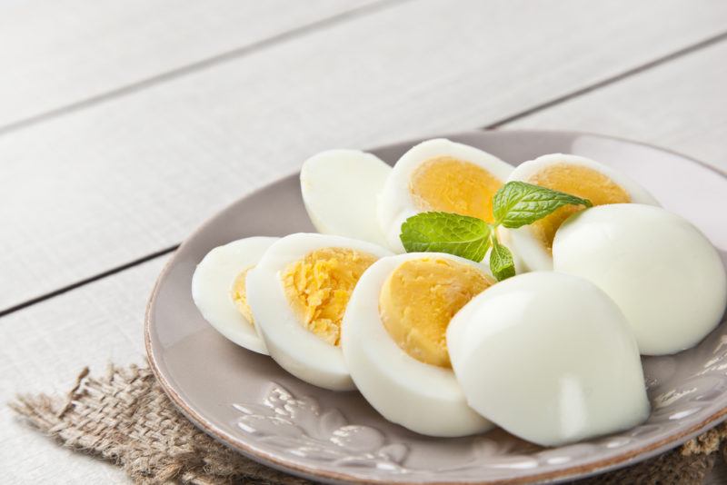 Sliced hard boiled eggs