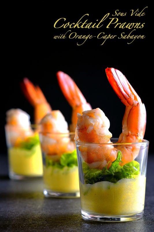 Sous Vide Cocktail Prawns with Orange-Caper Sabayon