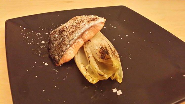 Sous Vide Curry Salmon with Confit Chicory