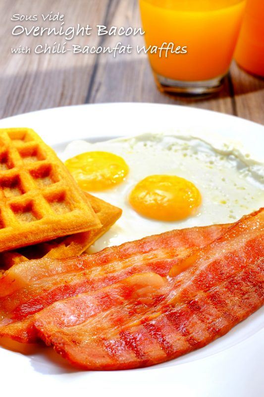 Overnight Sous Vide Bacon with Chili-Bacon-Fat Waffles