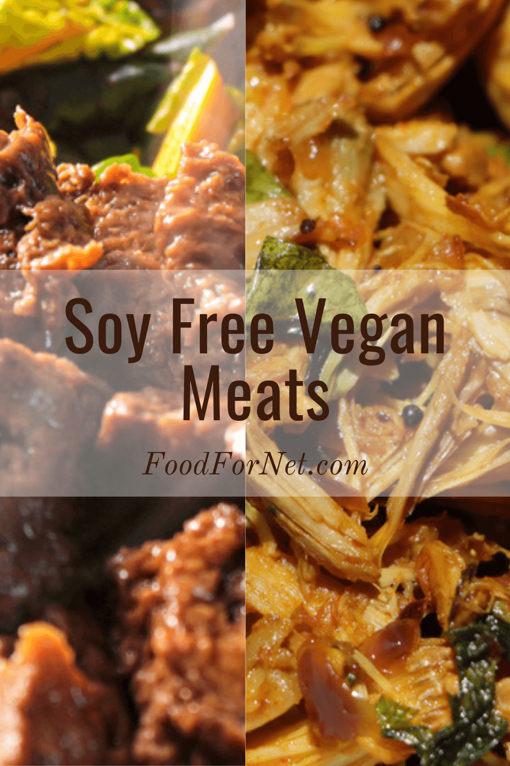 Two types of vegan soy free meat cooked as part of a meal