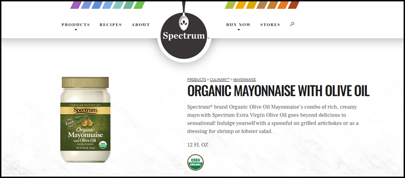 Spectrum Naturals organic mayonnaise with olive oil