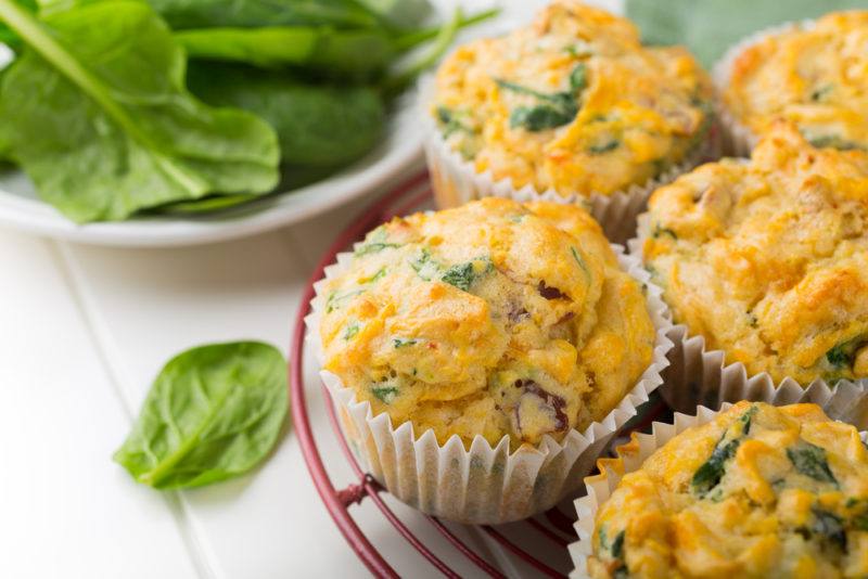 Spinach muffins with eggs and cheese