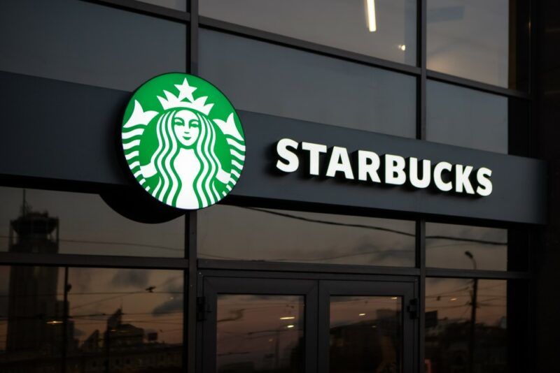 A building with the Starbucks logo and name on the outside