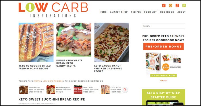 Website image from Low Carb Inspirations