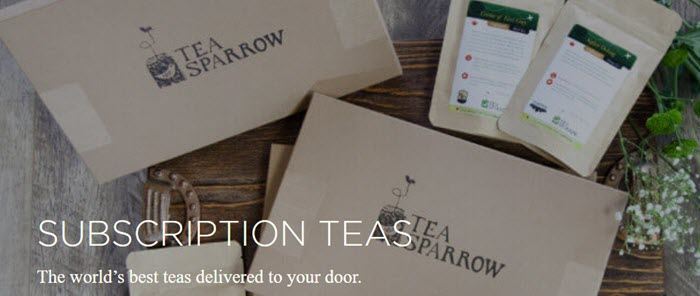 A couple of Tea Sparrow boxes with sachets of tea