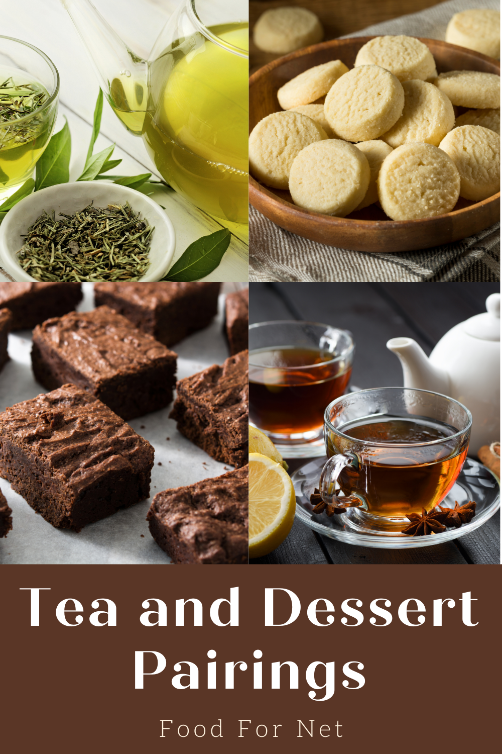 Some green tea, black tea, brownies, and shortbread for tea and dessert pairings