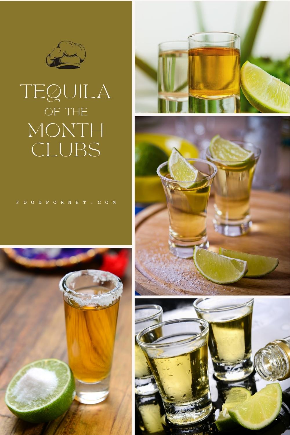 photo collage of tequila with text overlay "Tequila of the Month Clubs"