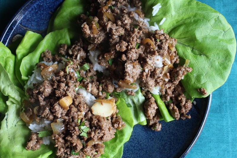 Thai Beef Lettuce Wraps with Cilantro Rice