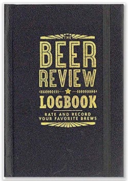 Gray book with gold lettering talking about how you can rate and record favorite brews. 