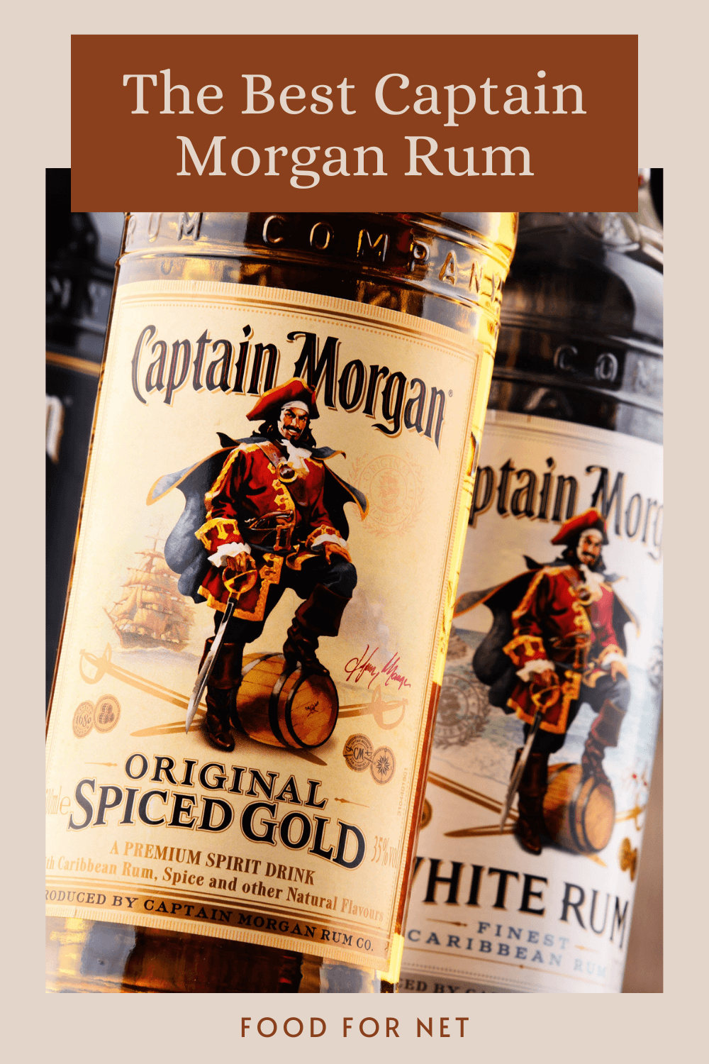 Best Captain Morgan Rum. Three different types of Captain Morgan rum in front of a wooden background