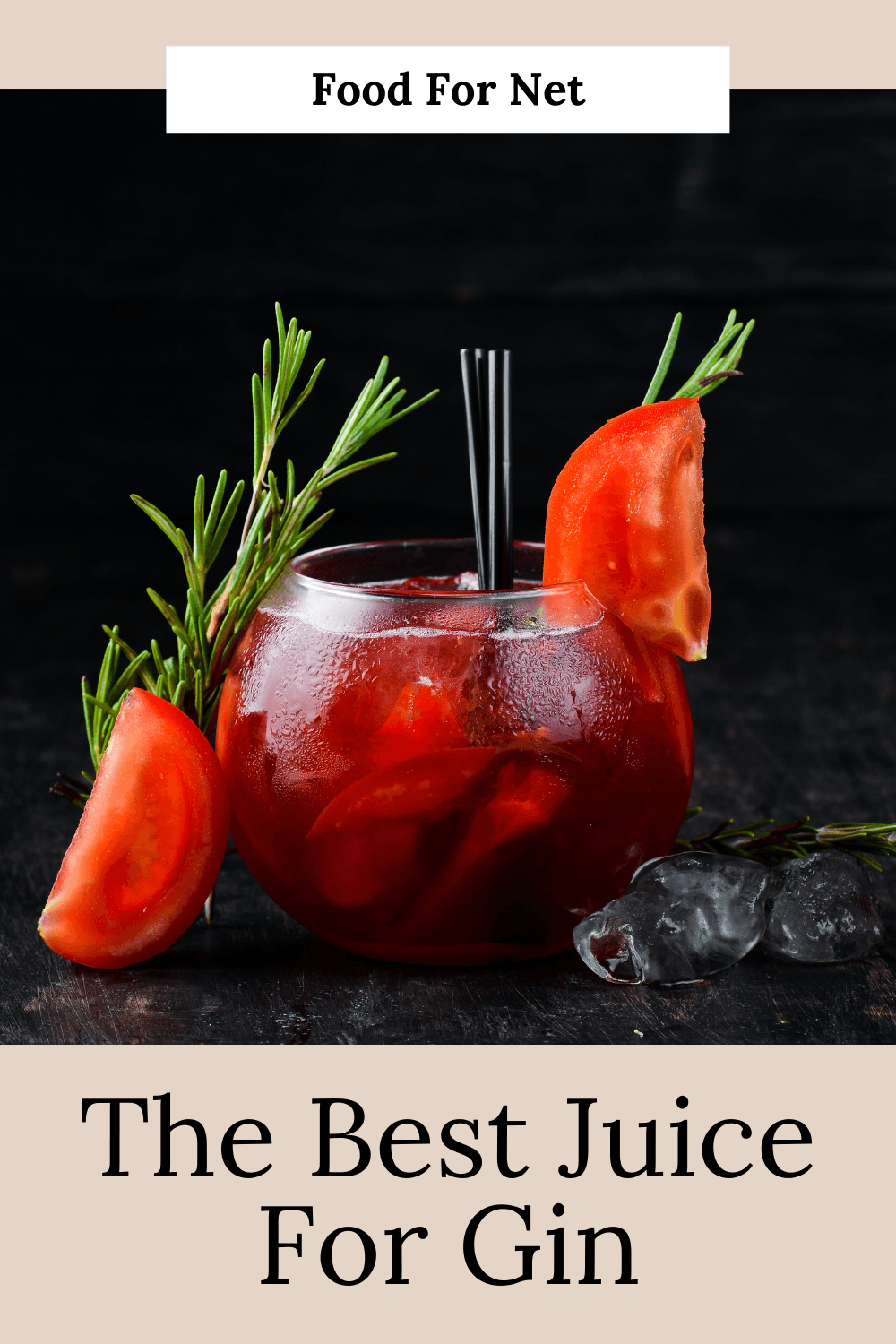 A cocktail made using cranberry juice and gin, on a table with tomatoes, showing the best juice for gin