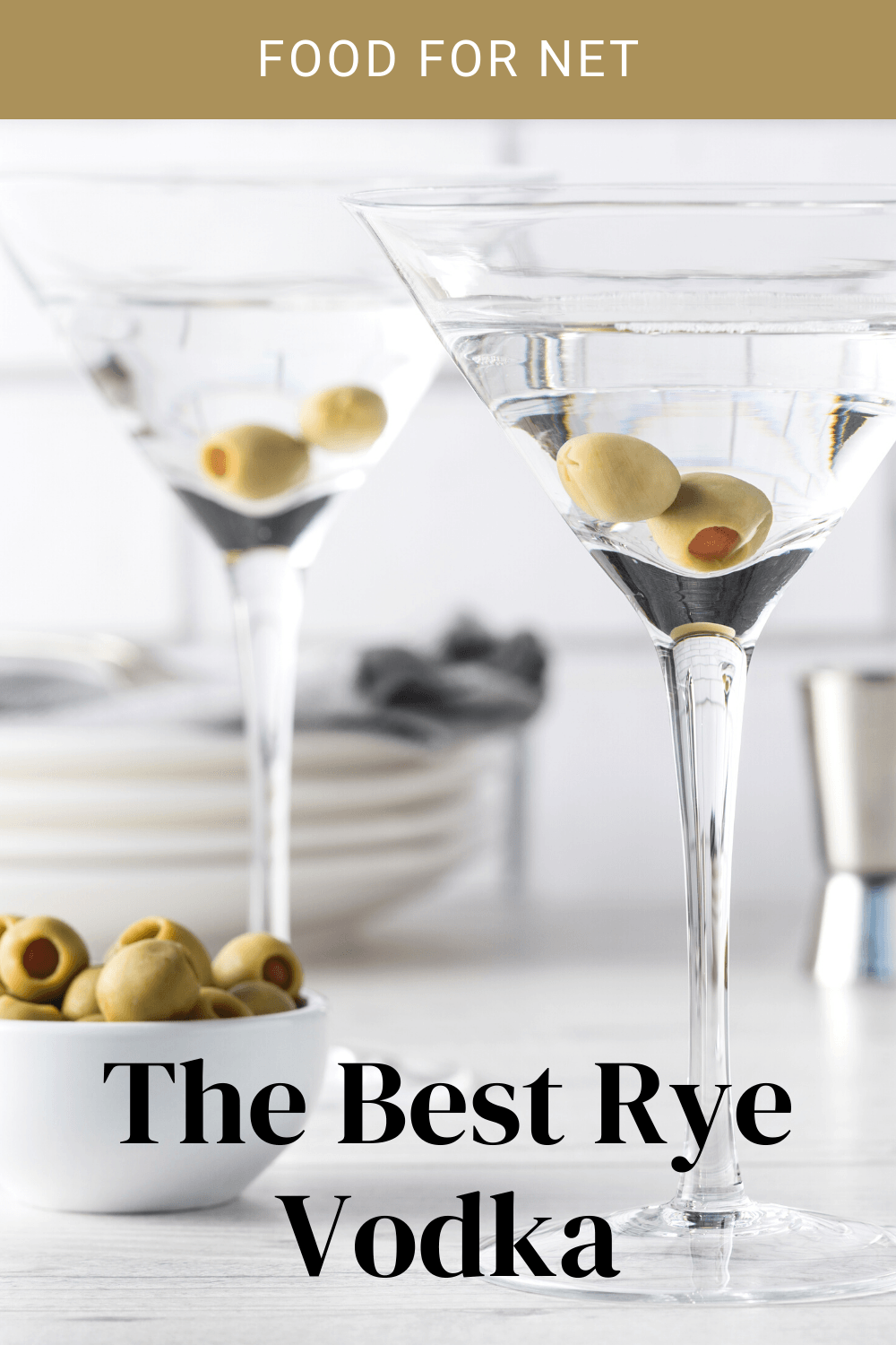 Two vodka martinis that have been made using the best rye vodka