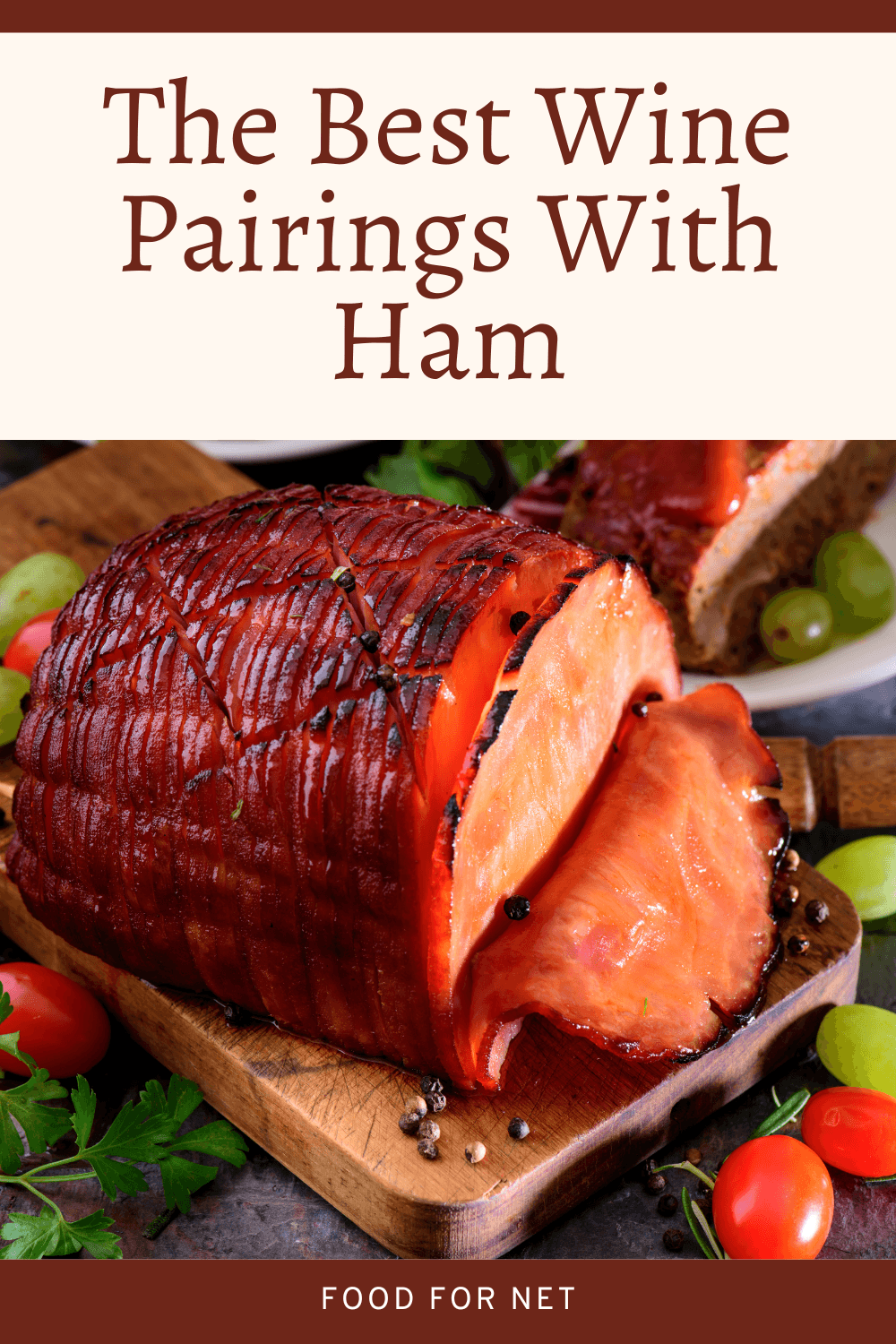 A large cooked ham that has been sliced, to illustrate the idea of the best wine pairings with ham